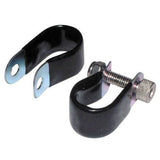 Tortec P-clips with stainless steel nuts and bolts for bike rack and mudguard mounting, shown with mounted clips on a bike frame