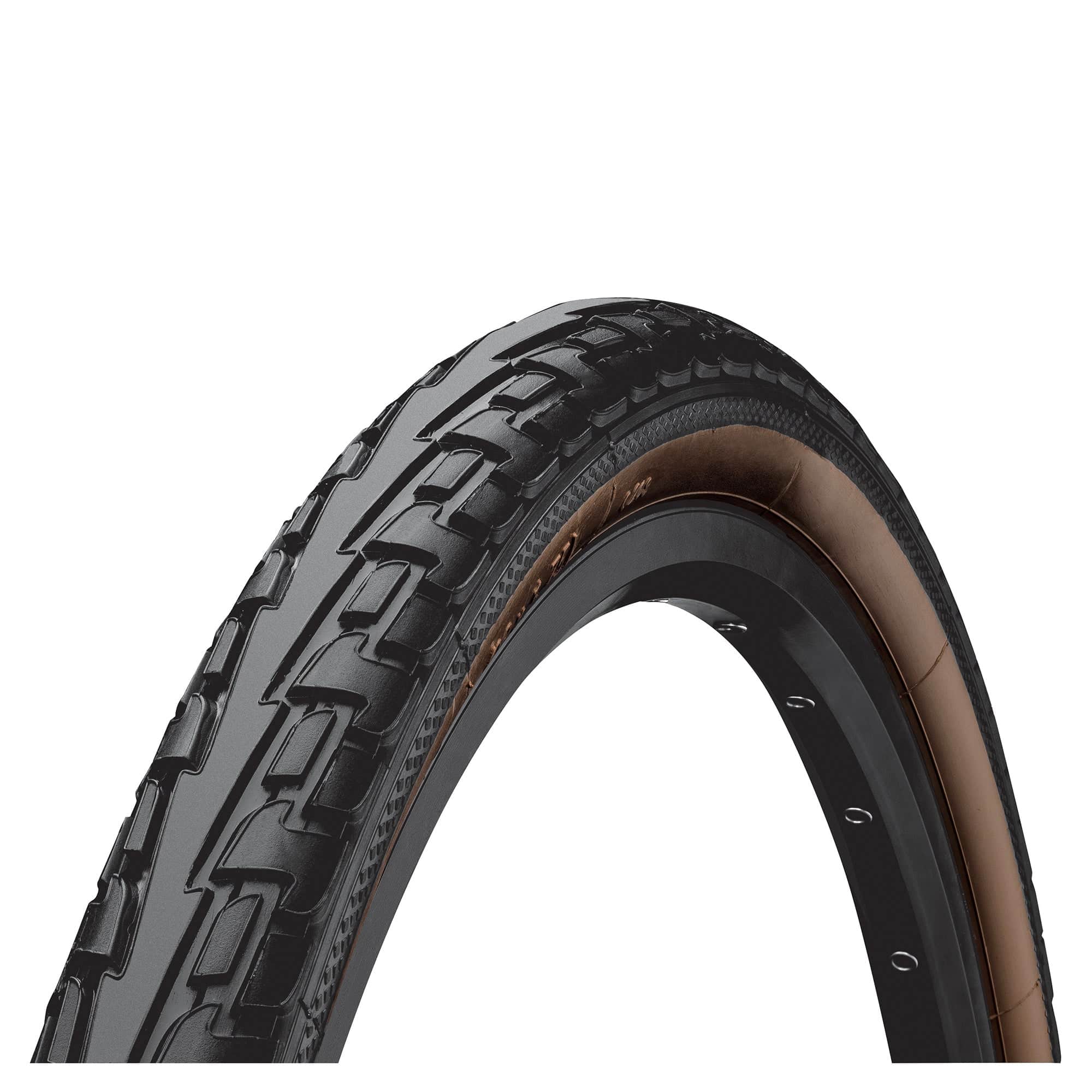 Continental Ride Tour E-Bike tyre with puncture protection, shown mounted on a bike wheel, designed for durability and smooth riding.