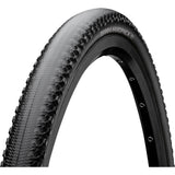 Black Continental Terra Hardpack ShieldWall foldable 700x50C gravel bike tire, tubeless-ready, suitable for rugged off-road cycling.