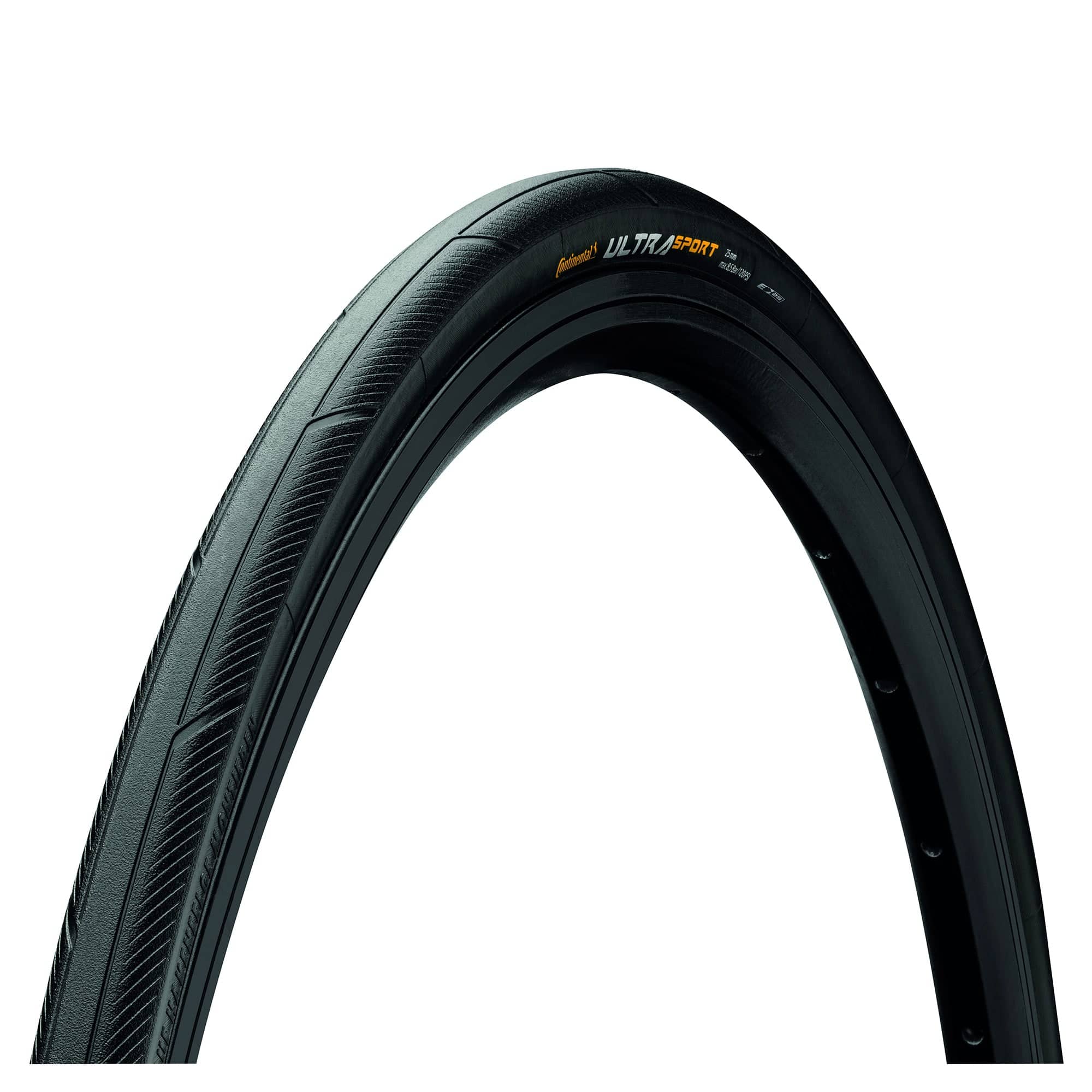 Continental Ultra Sport III wire bead racing tire with PureGrip compound, designed for entry-level cycling and performance.
