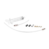 Tektro brake bleed kit components for efficient bicycle brake maintenance, including syringes, hoses, and spare parts.