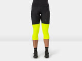 Bontrager thermal cycling knee warmers in black, showing breathable, moisture-wicking fabric for cold weather rides.