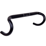 Black Thomson alloy road handlebar with round drop shape, 31.8mm clamp, 38-44cm width, suitable for road bike components.