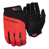 Lizard Skins Monitor Traverse gloves in red with AX suede palm and gel padding, designed for grip and comfort during cycling.