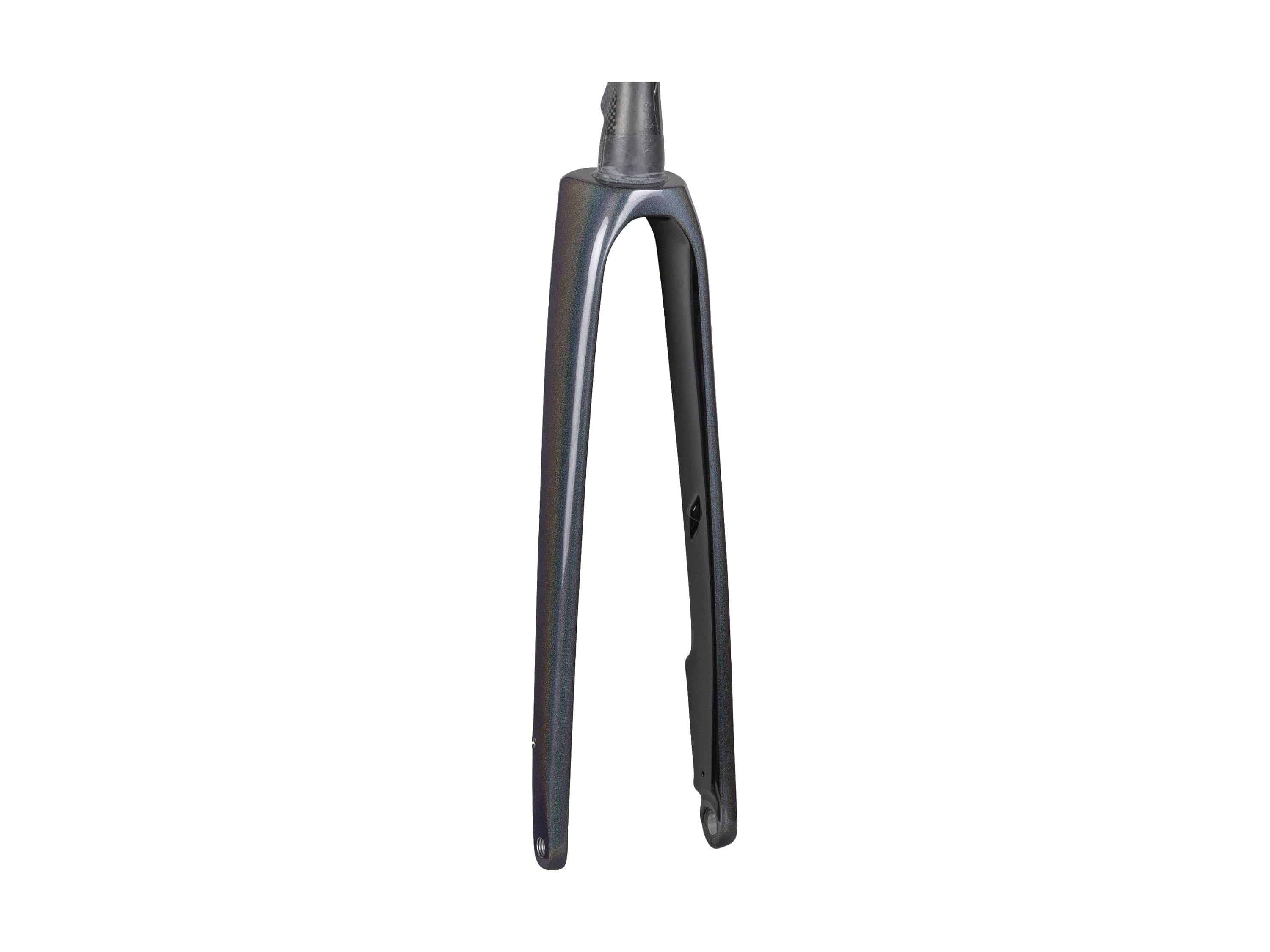 Trek Domane SL 7 road bike rigid fork with integrated steering, lightweight carbon construction, and sleek design.