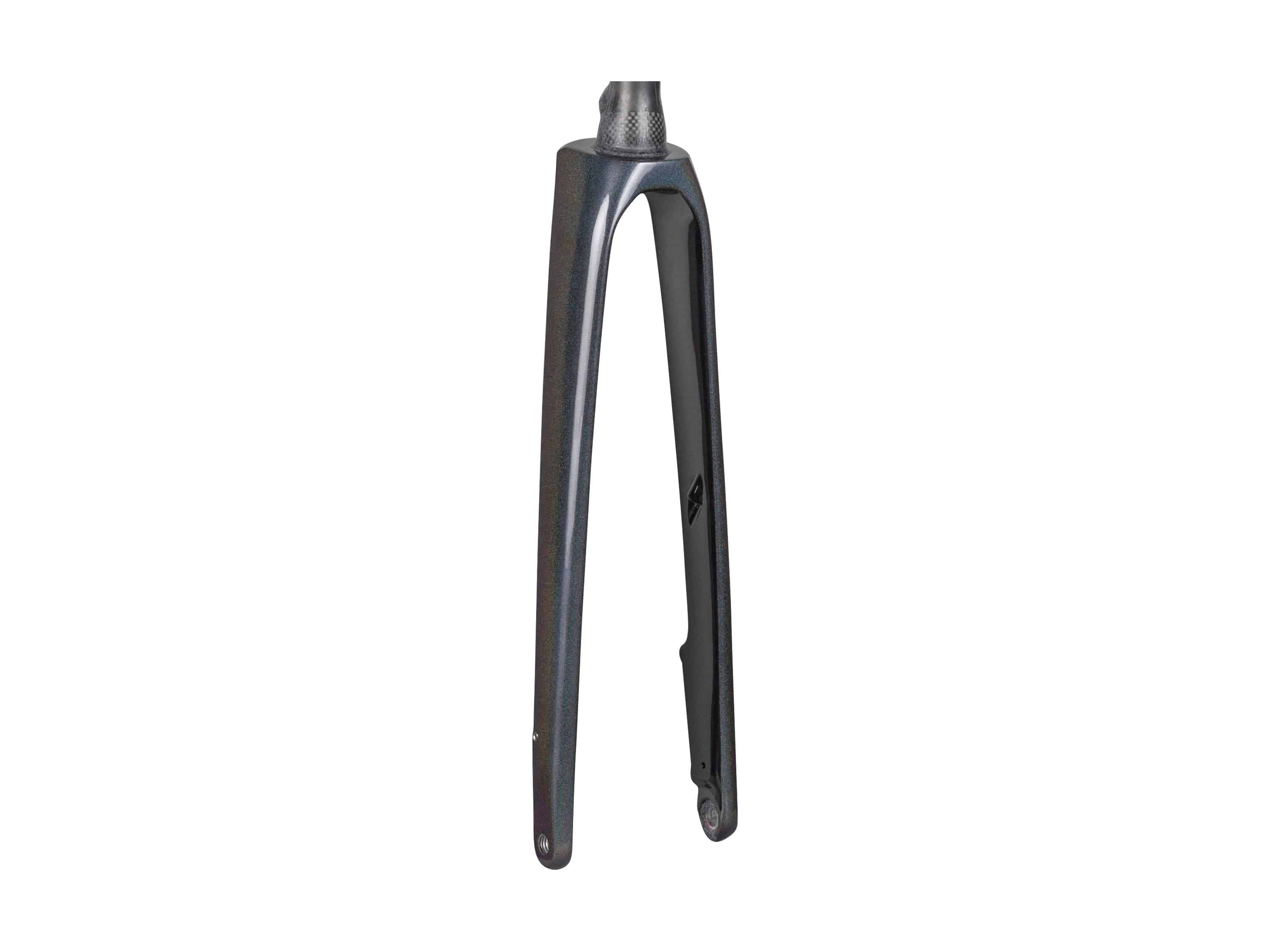 Trek Domane SL 7 rigid fork with integrated steering system for road bikes, black carbon component compatible with Trek models.