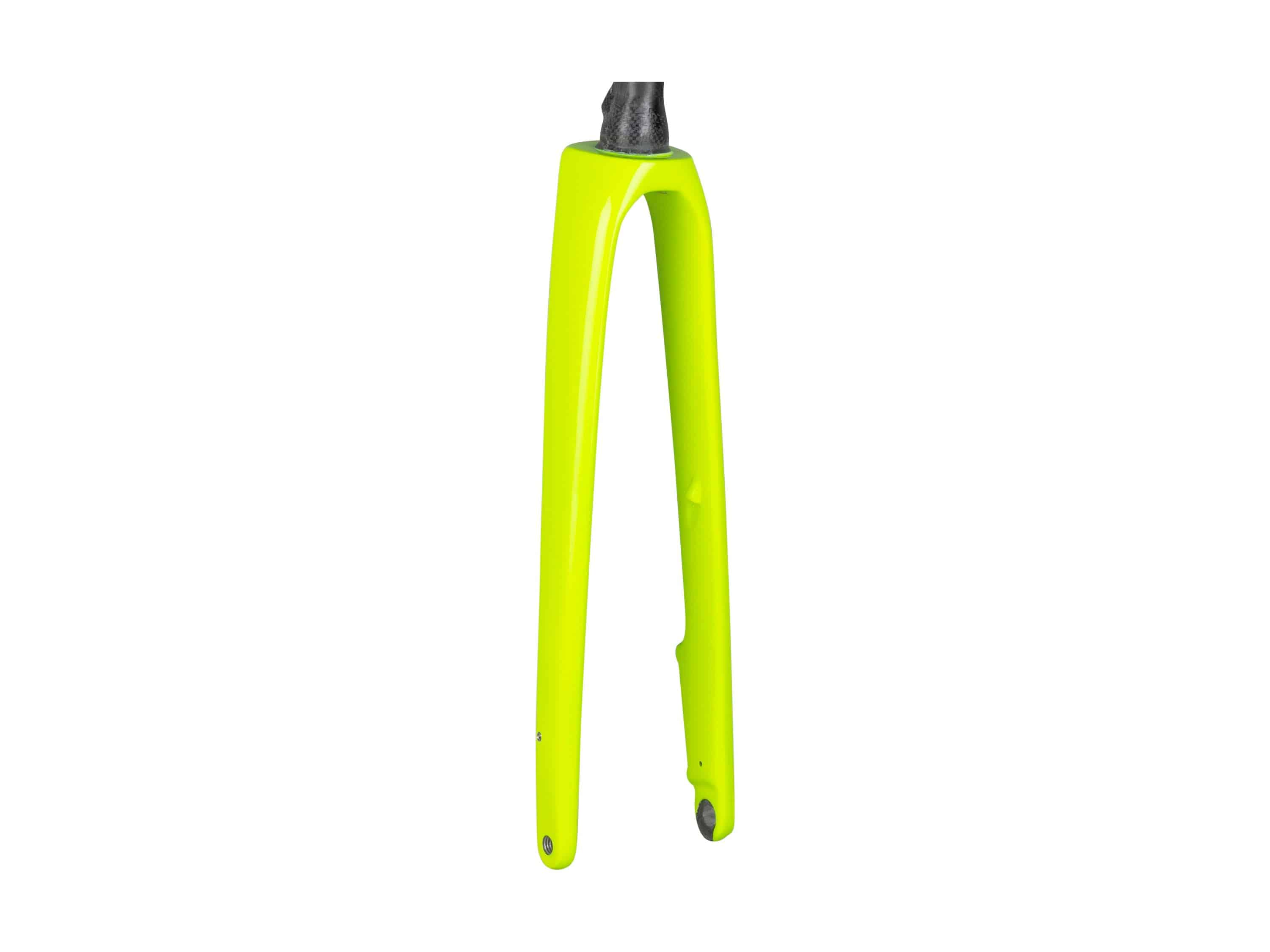Trek Domane SLR rigid road cycling fork showcasing sleek carbon design and precise steering capabilities.