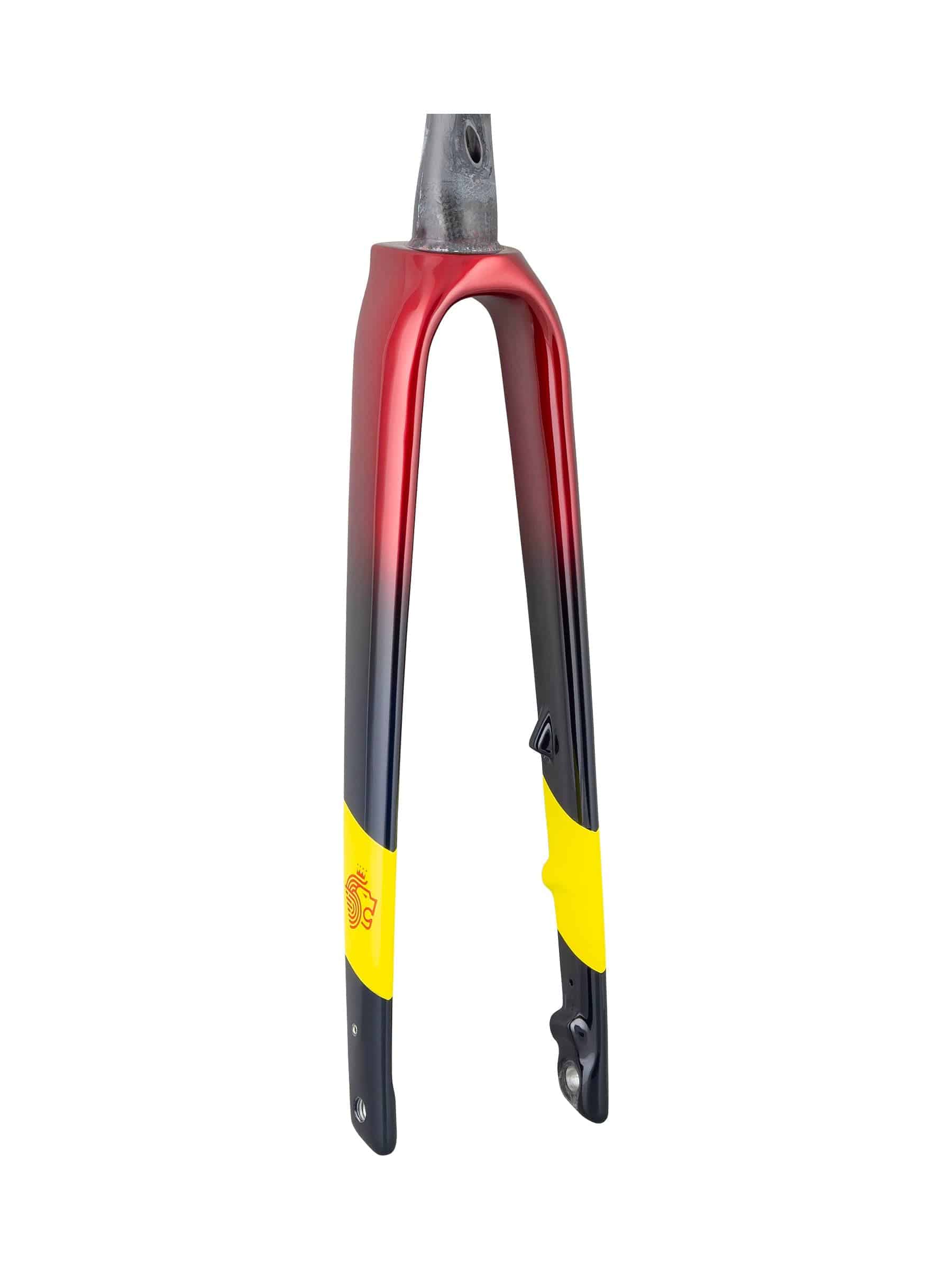 Trek 2023 Domane SLR 700C rigid road bike fork, high-precision steering component, black with branding details.