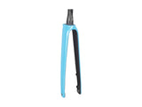 Trek 2023 Emonda SLR road bike forks, lightweight component for precise steering and control, installed on a Trek road bike.