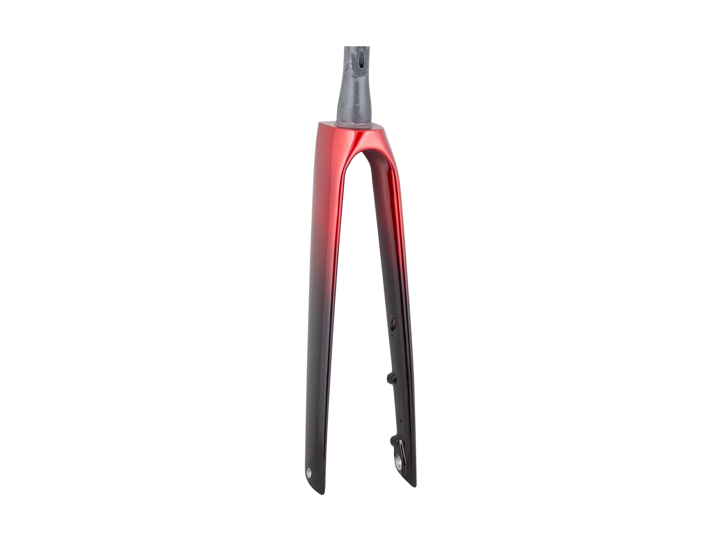 Trek Madone SLR road bike forks with rigid design, offering precise steering and control for high-performance cycling components.