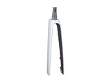 Trek Madone SLR road bike forks, rigid components, designed for precise steering and control on high-performance racing bicycles.