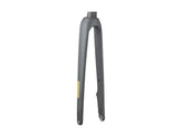 Trek 2025 Domane+ aluminum road bike forks, lightweight components for improved steering control on Trek bicycle.