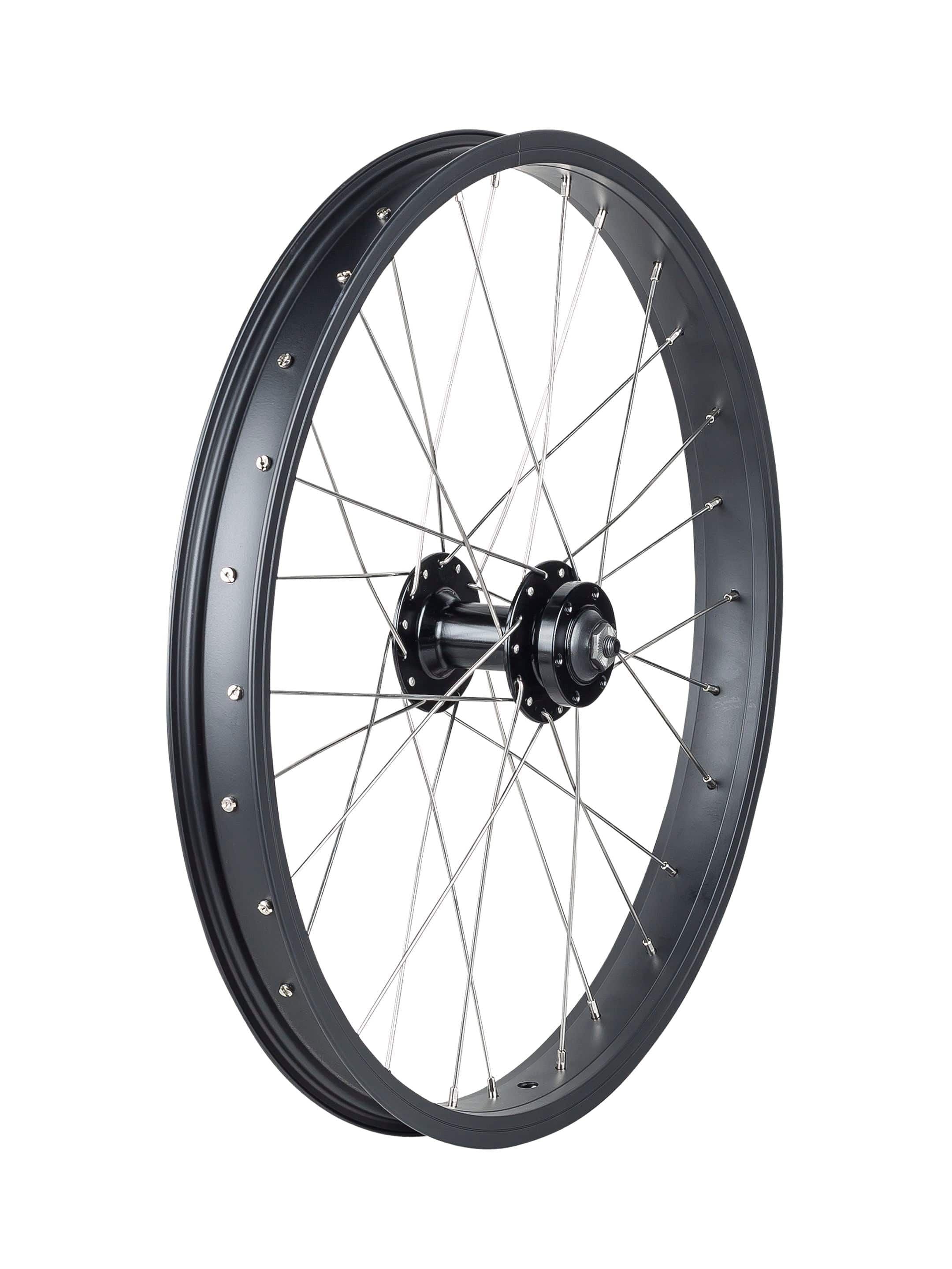 Trek Roscoe Boost 20-inch mountain bike wheel for trail riding, featuring durable components and Trek branding.