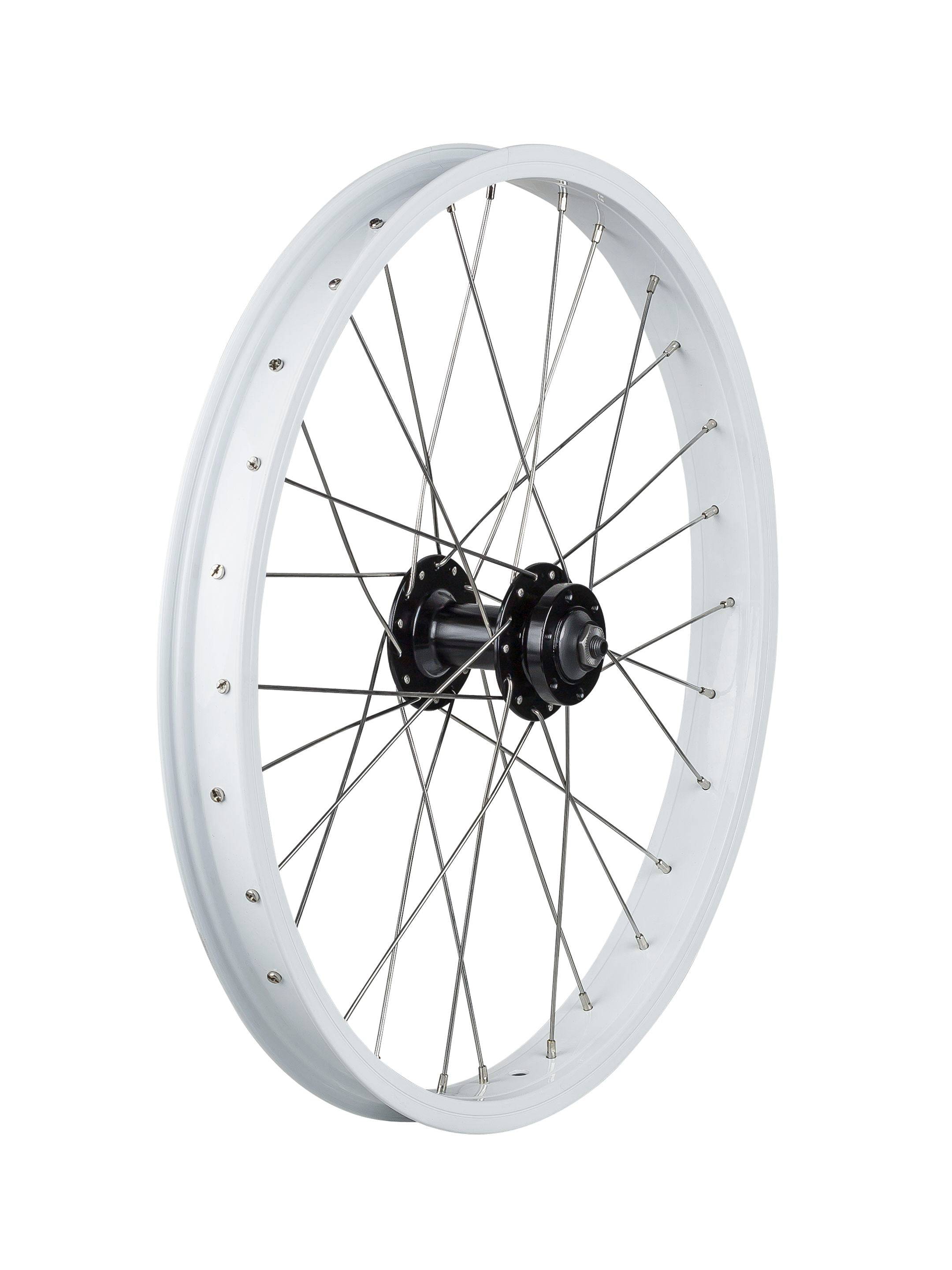 Trek Roscoe Boost 20-inch mountain bike wheel for trail riding, featuring durable components and a sturdy rim for mountain biking.