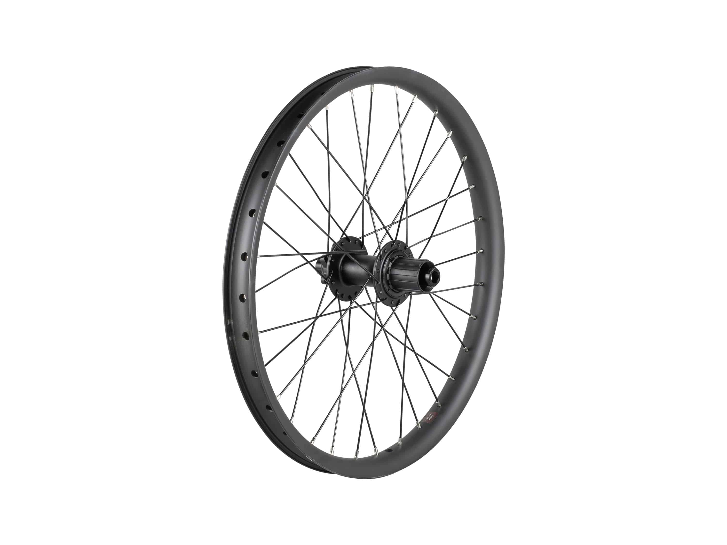 Trek 20-inch cargo bike wheel with 6-bolt disc brake mount, 32-hole, durable MTB component for cargo bike performance.