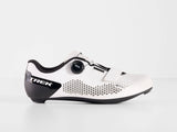 Unisex Trek Circuit road cycling shoes in black with secure straps and cleat mounts, designed for performance road biking.