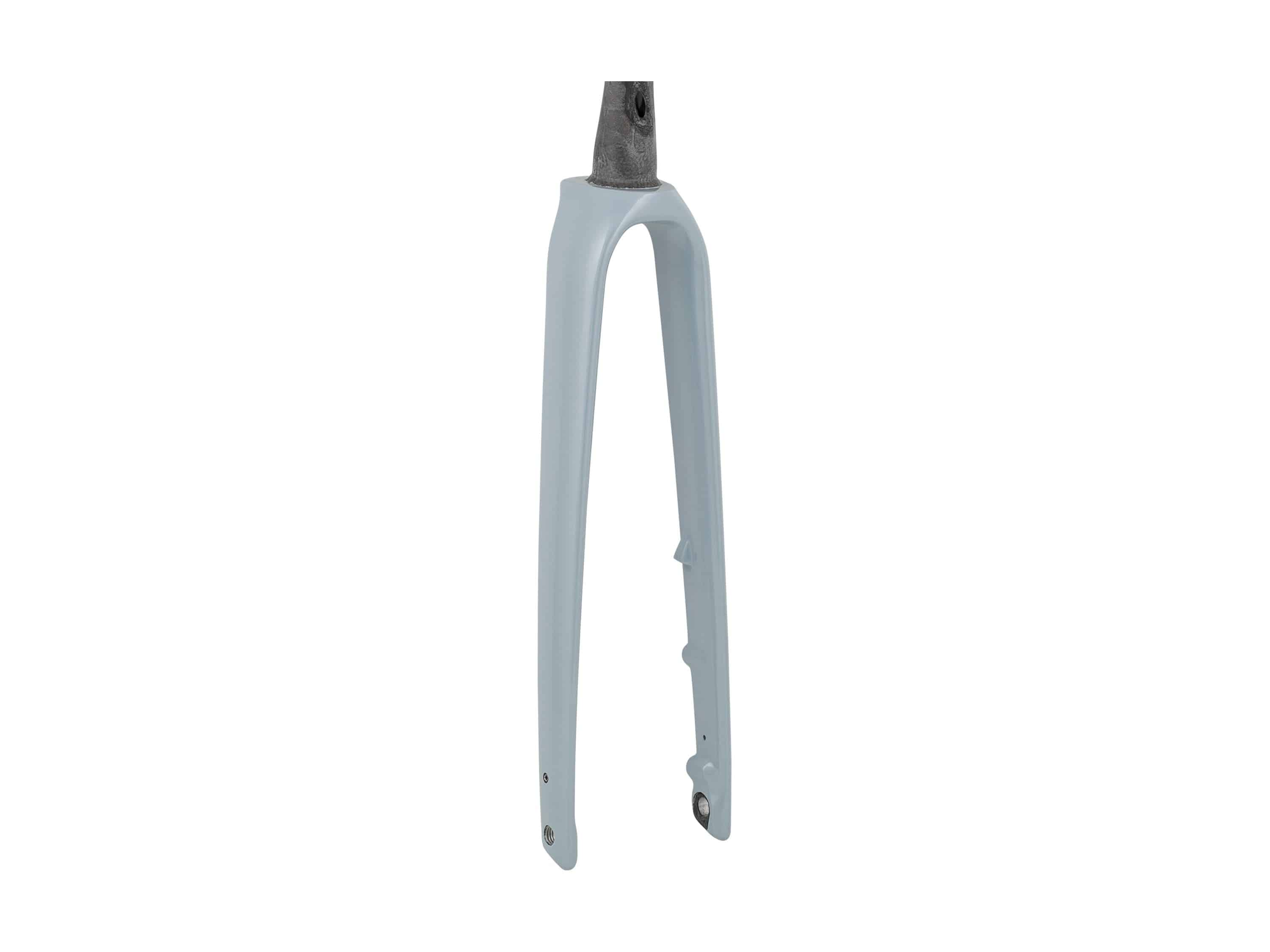 Trek Domane SL 5 road bike forks, lightweight carbon components for precise steering and stability during rides.
