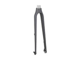 Trek FX 3 rigid disc brake fork for road bikes, showing the polished steel construction and disc brake mount for precise steering.