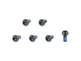 Black Bontrager Trek M5x0.8 socket head cap screws, 10mm, for bike components, shown with threaded metal fasteners