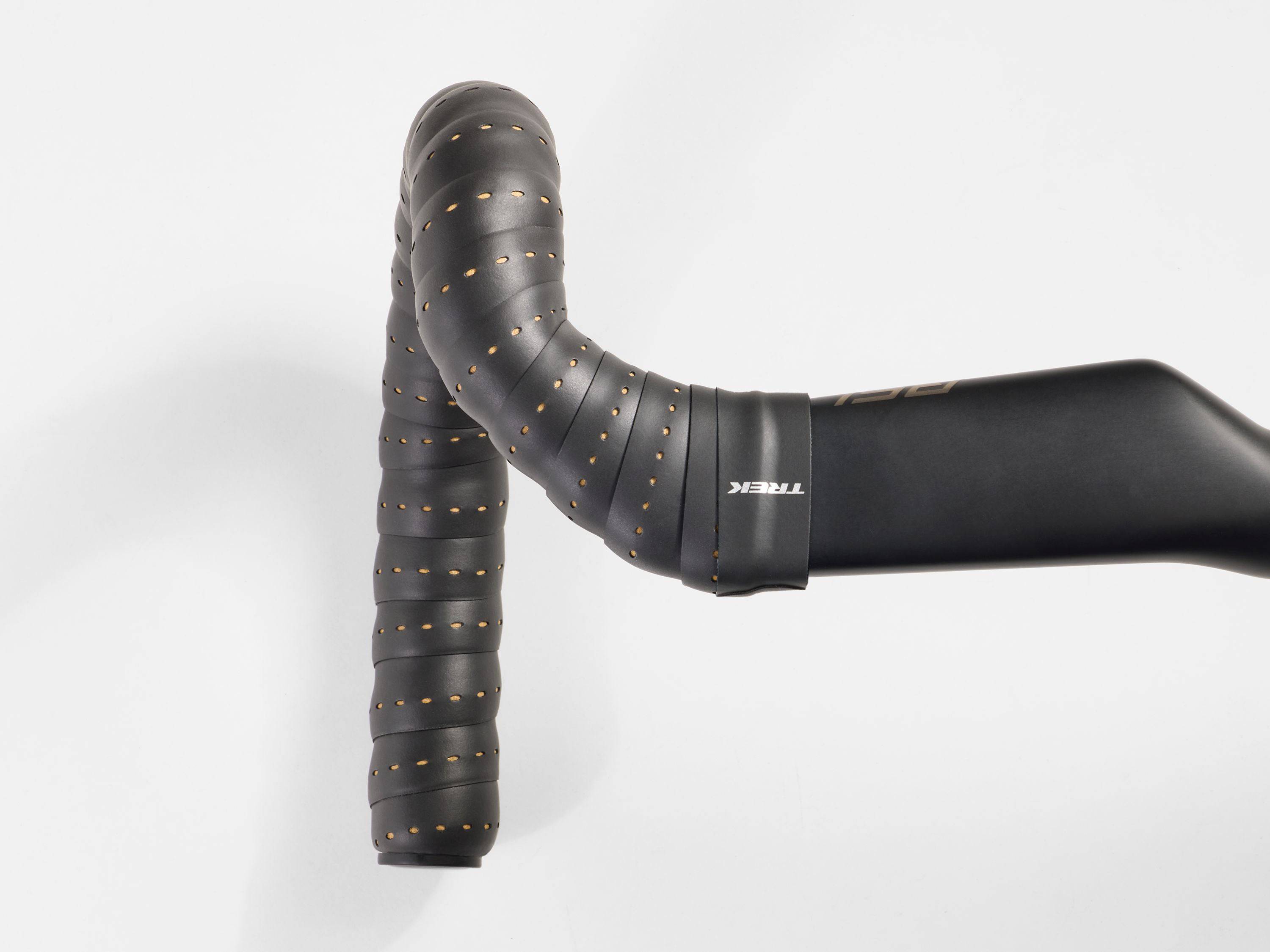 Trek Perf Line handlebar tape set for cycling, featuring durable and comfortable grips on black bike handlebars.