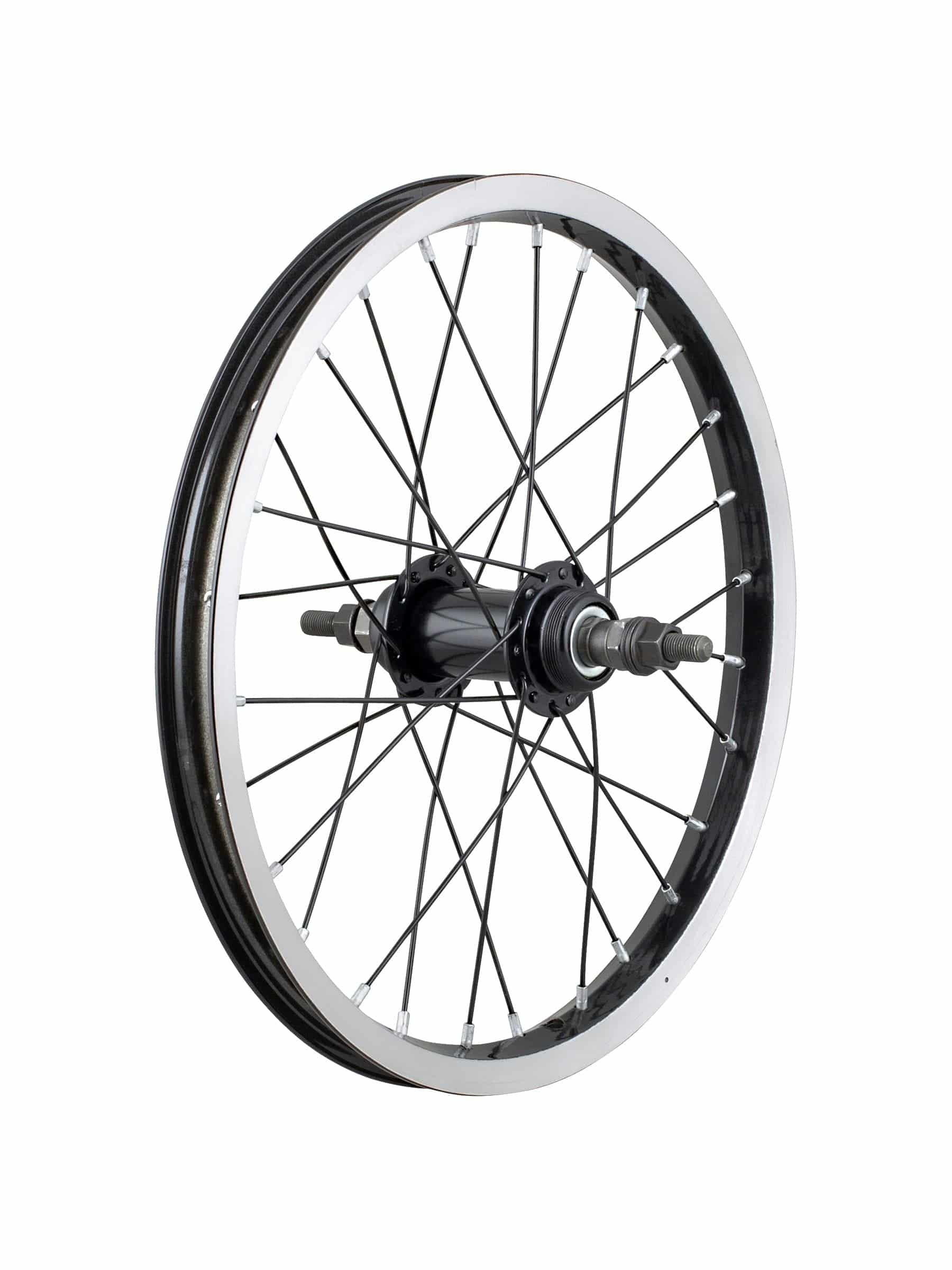 Trek Precaliber 16 kids' bike freewheel wheel replacement, MTB compatible, with black metal components and gear mechanism.