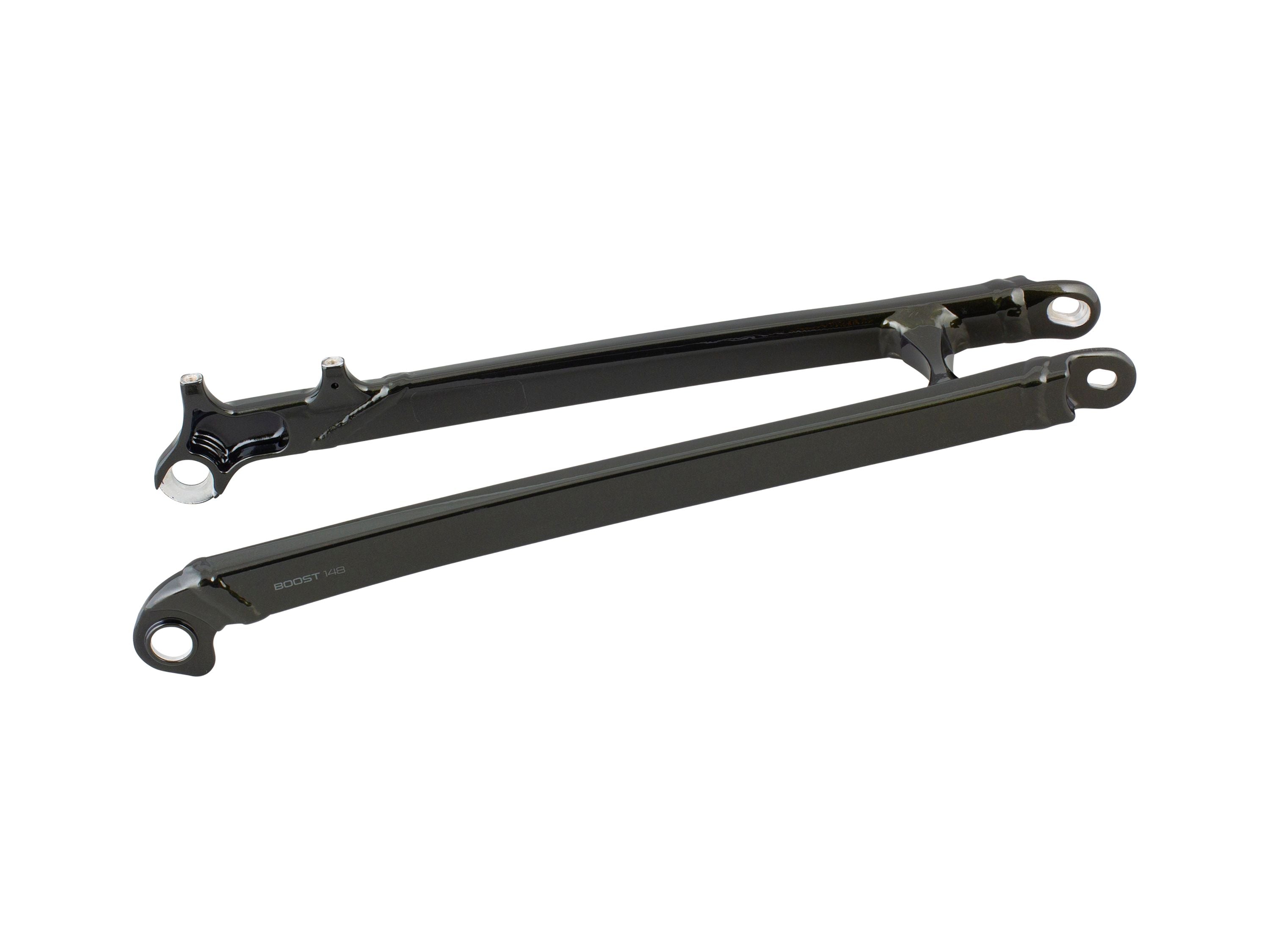 Trek Slash 29 2021 aluminum seatstay replacement component for bike frame, shown in black with metal finish.