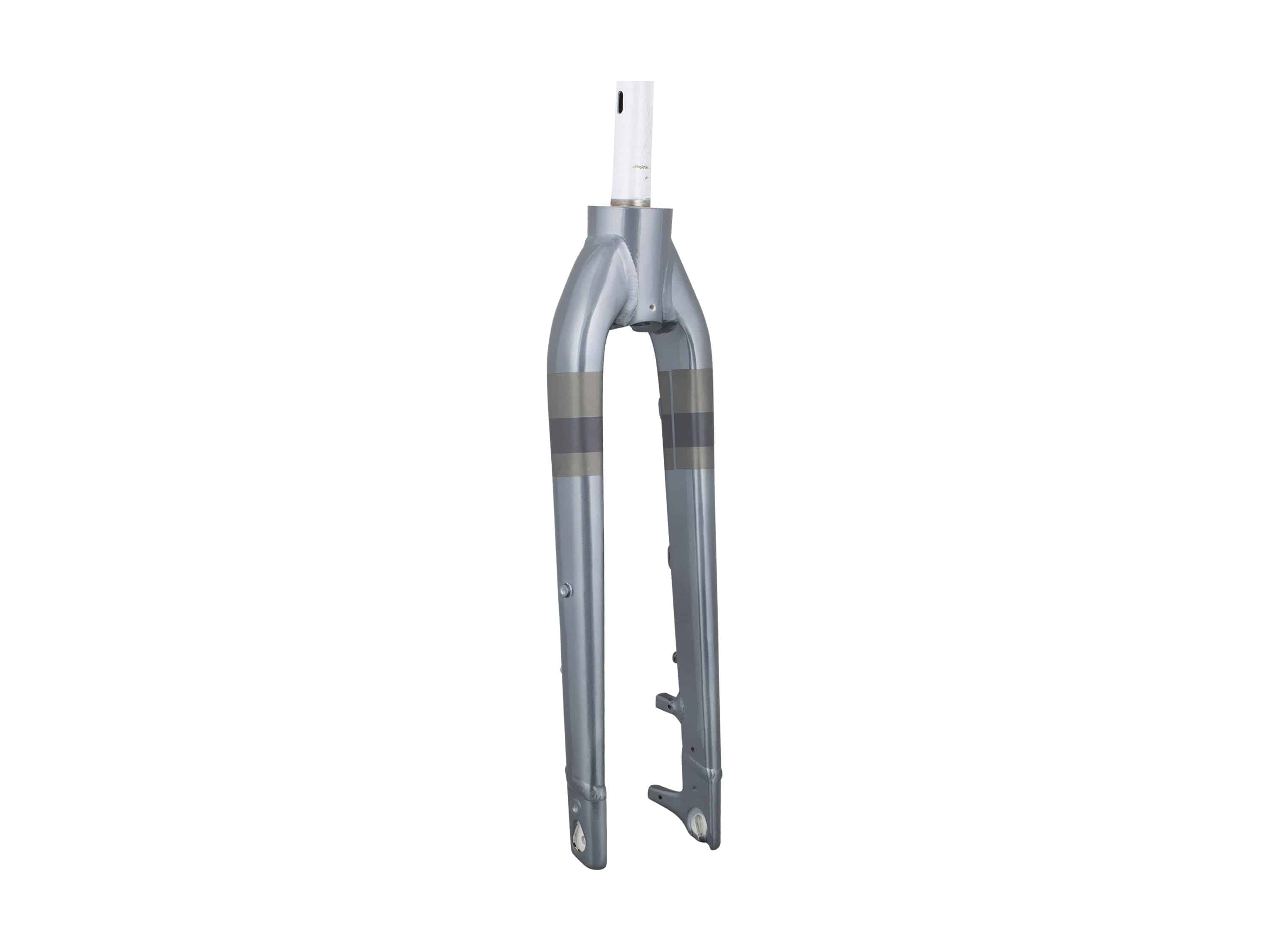 Trek Verve+ 1 Lt road bike forks for enhanced steering control and stability, shown with black and silver components.