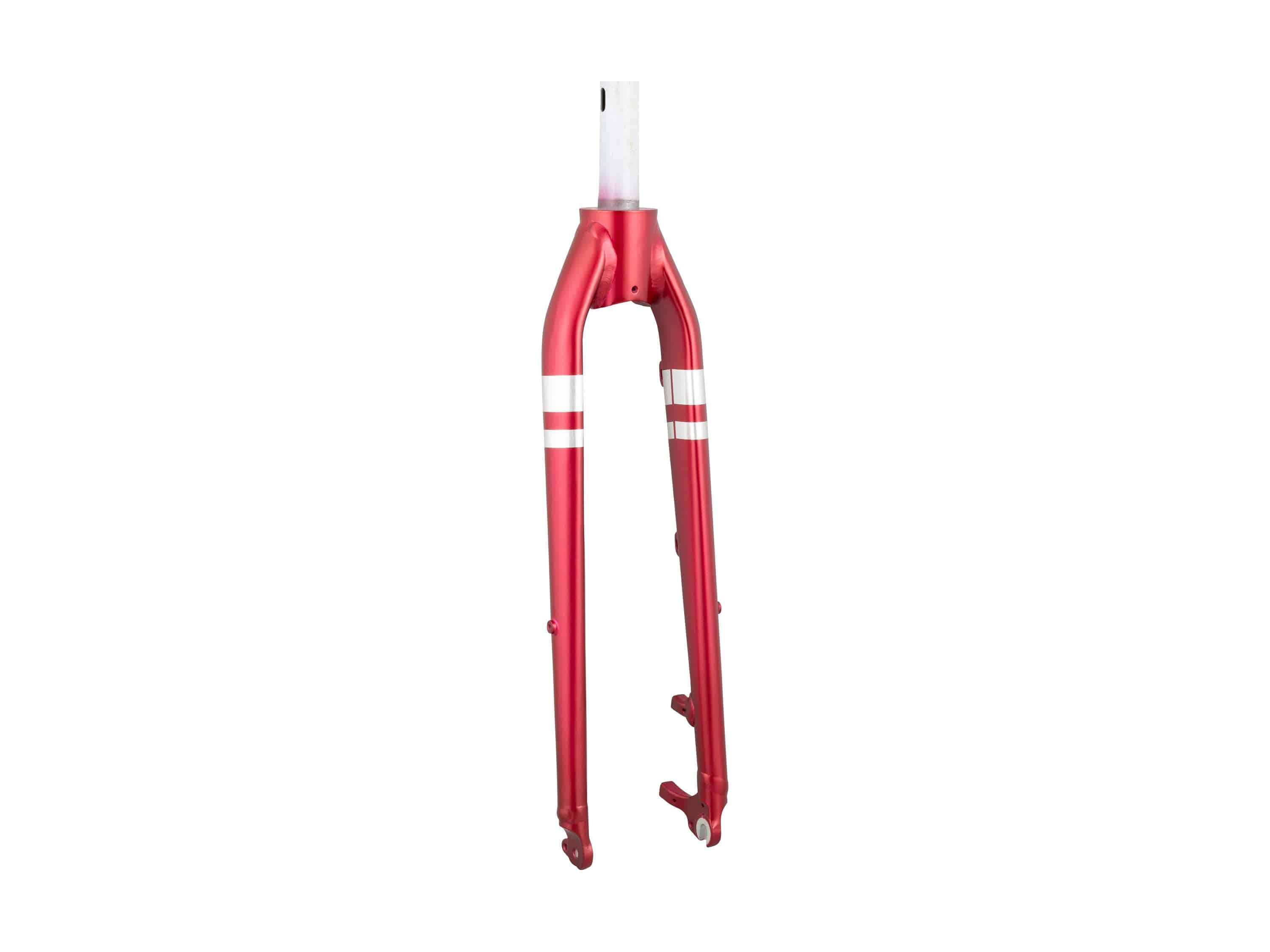 Trek Verve Disc 2024 aluminum threadless rigid fork for road bikes, shown in black with smooth finish and mounting points.