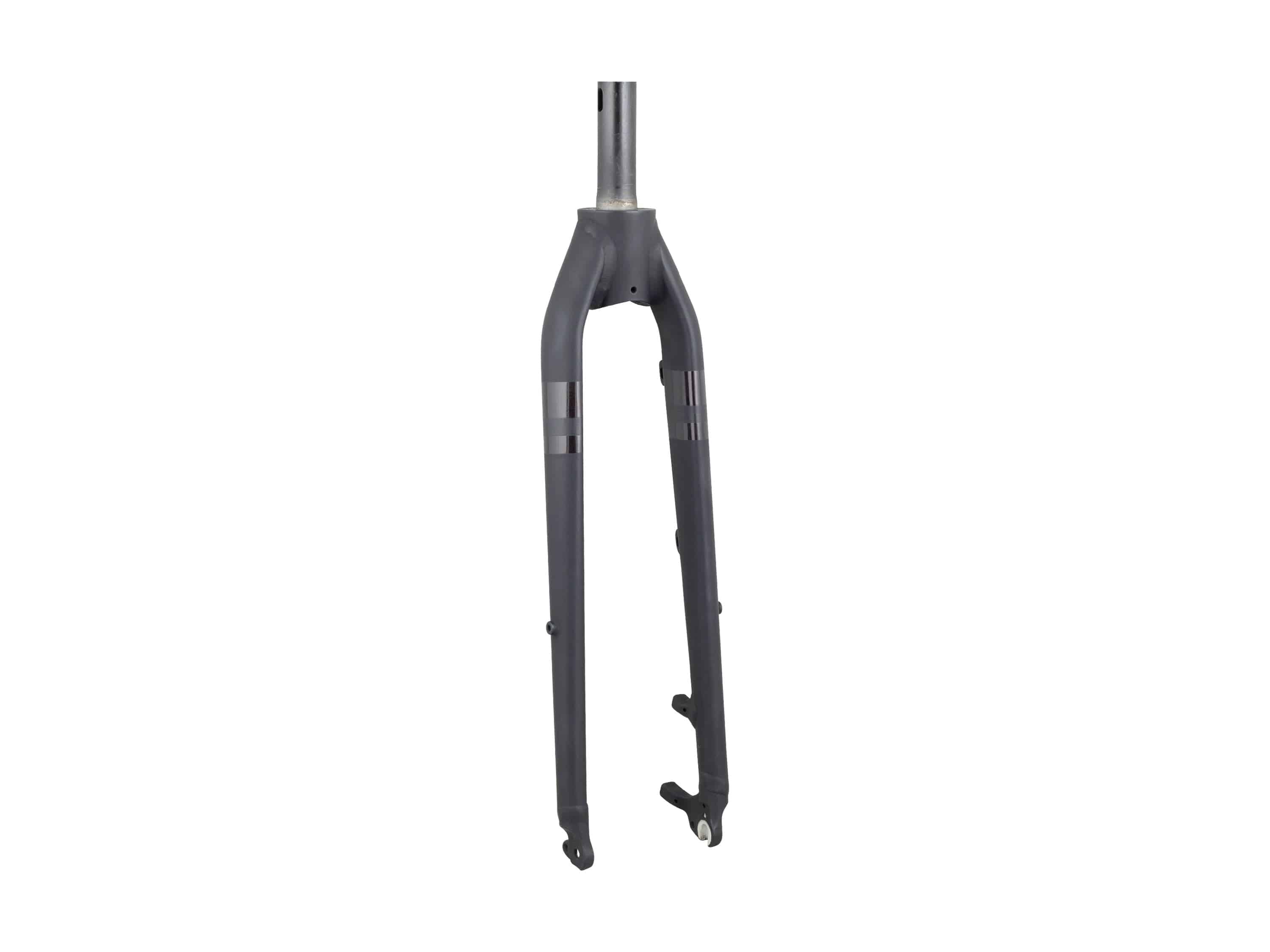 Trek Verve Disc 2024 aluminum threadless rigid fork for road bikes, showing the sleek, lightweight bike component with mounting points.