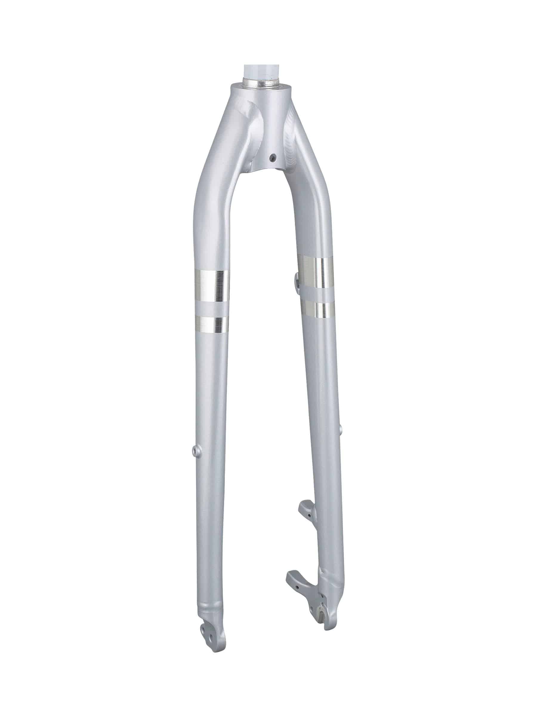 Trek Verve 2021 aluminum 700c disc brake forks for road bikes, with sleek silver finish and disc brake mounts.