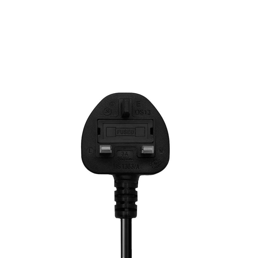 Fazua Ride 50 e-bike charger power lead with UK plug, replacement component for Fazua e-bike batteries and charging systems.