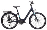Trek Verve+ 1 Lowstep women's electric hybrid bike with comfortable ride and e-assist, shown in a natural outdoor setting.