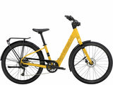 Trek Verve+ 1 Lowstep LT women's electric hybrid bike with step-through frame, designed for commuting and light trail riding.