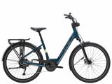 Trek Verve+ 2 Lowstep Gen 3 electric hybrid bike with Bosch Active Line Plus motor and 400Wh battery, shown from the front.