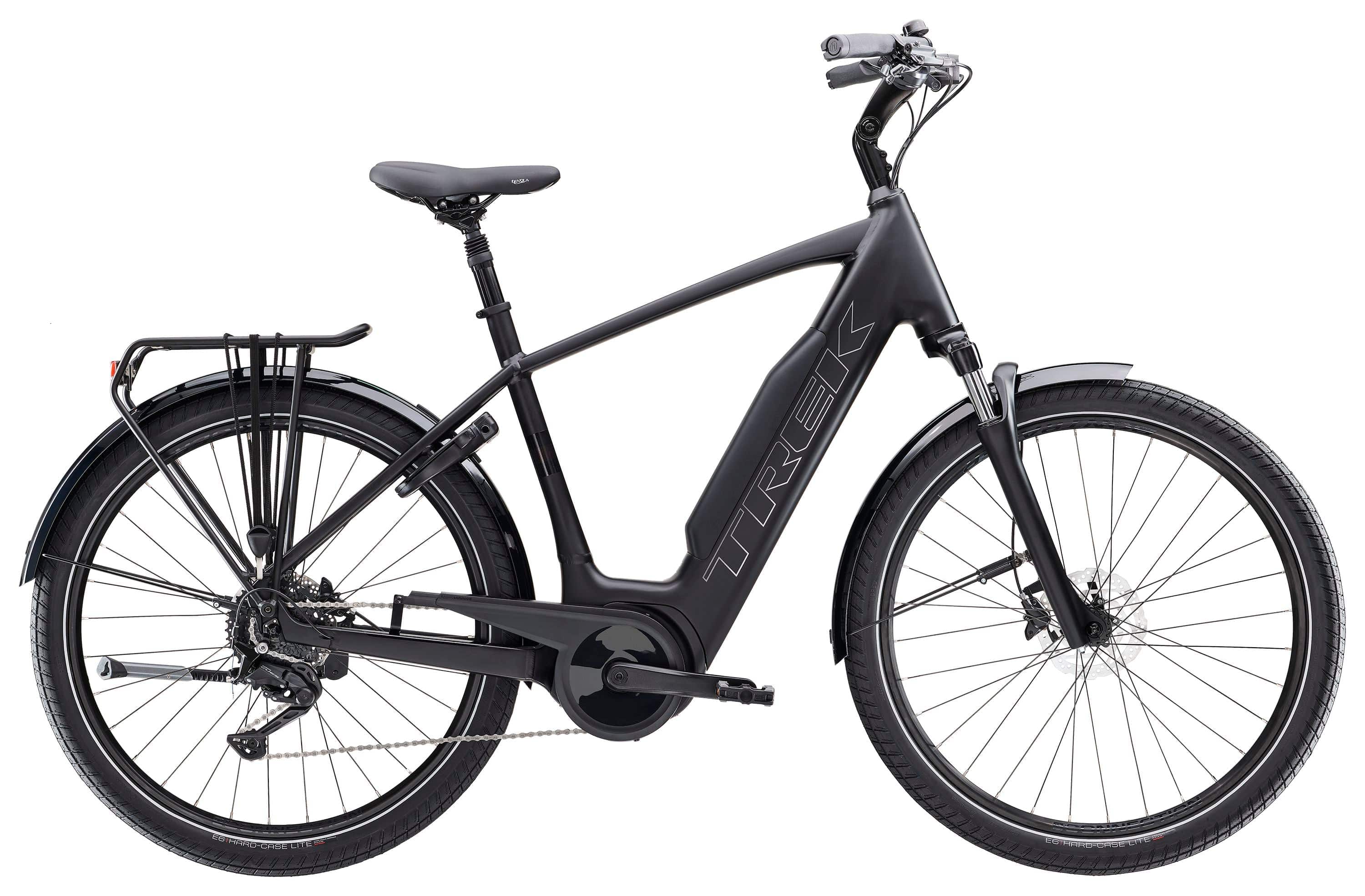 Trek Verve+ 3 electric hybrid bike with Bosch pedal-assist, smart connectivity, and a sleek frame for comfortable city riding.