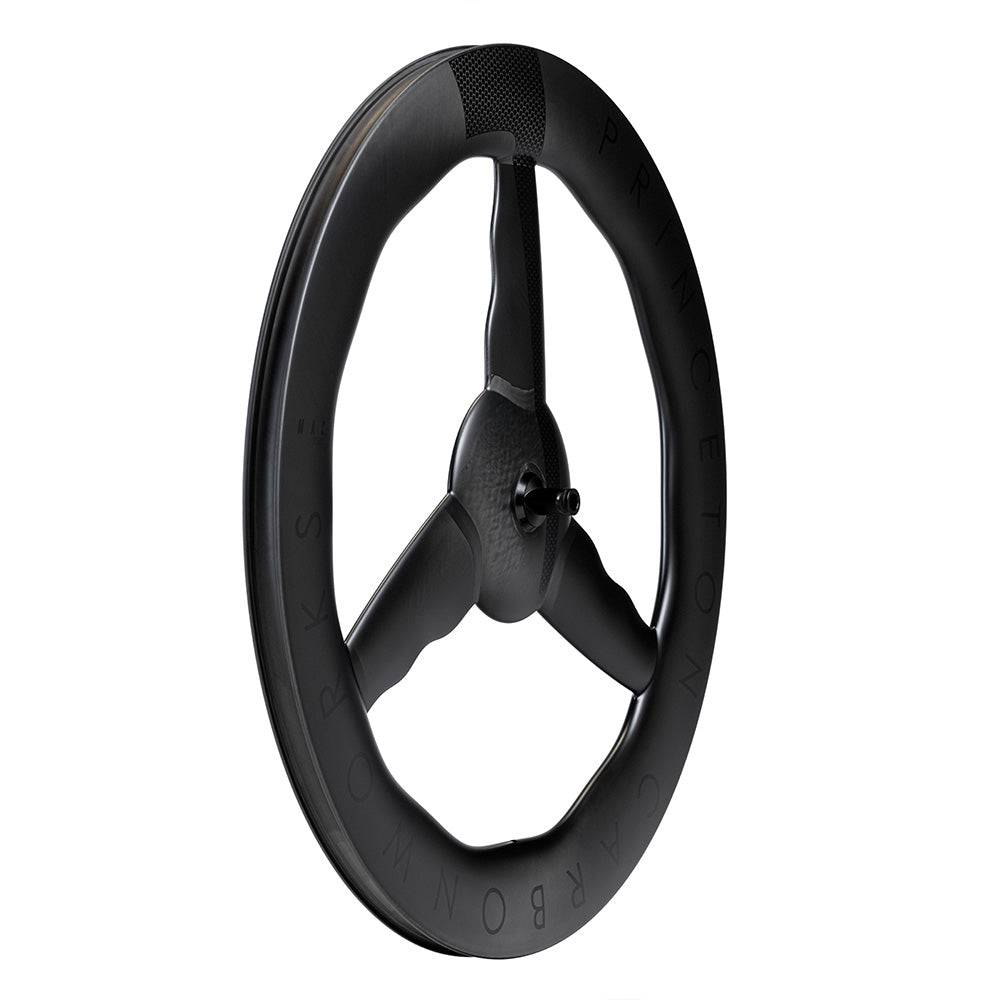 Princeton CarbonWorks Mach 7580 TSV2 front wheel for time trial and triathlon bikes, aerodynamic carbon wheel component.