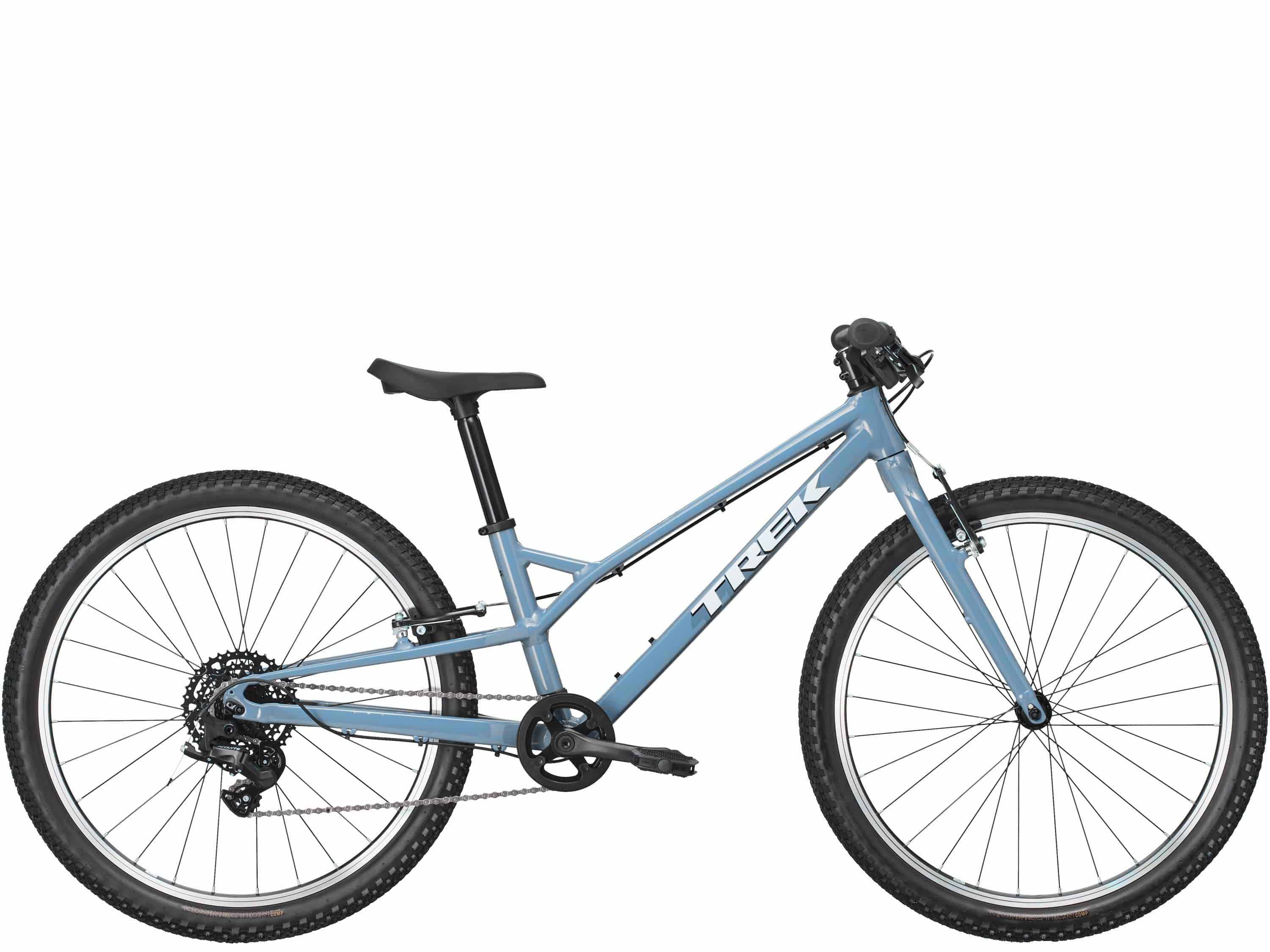 Trek Wahoo 24 Path kids mountain bike with kid-friendly trigger shifters, suitable for trail riding and outdoor adventures.