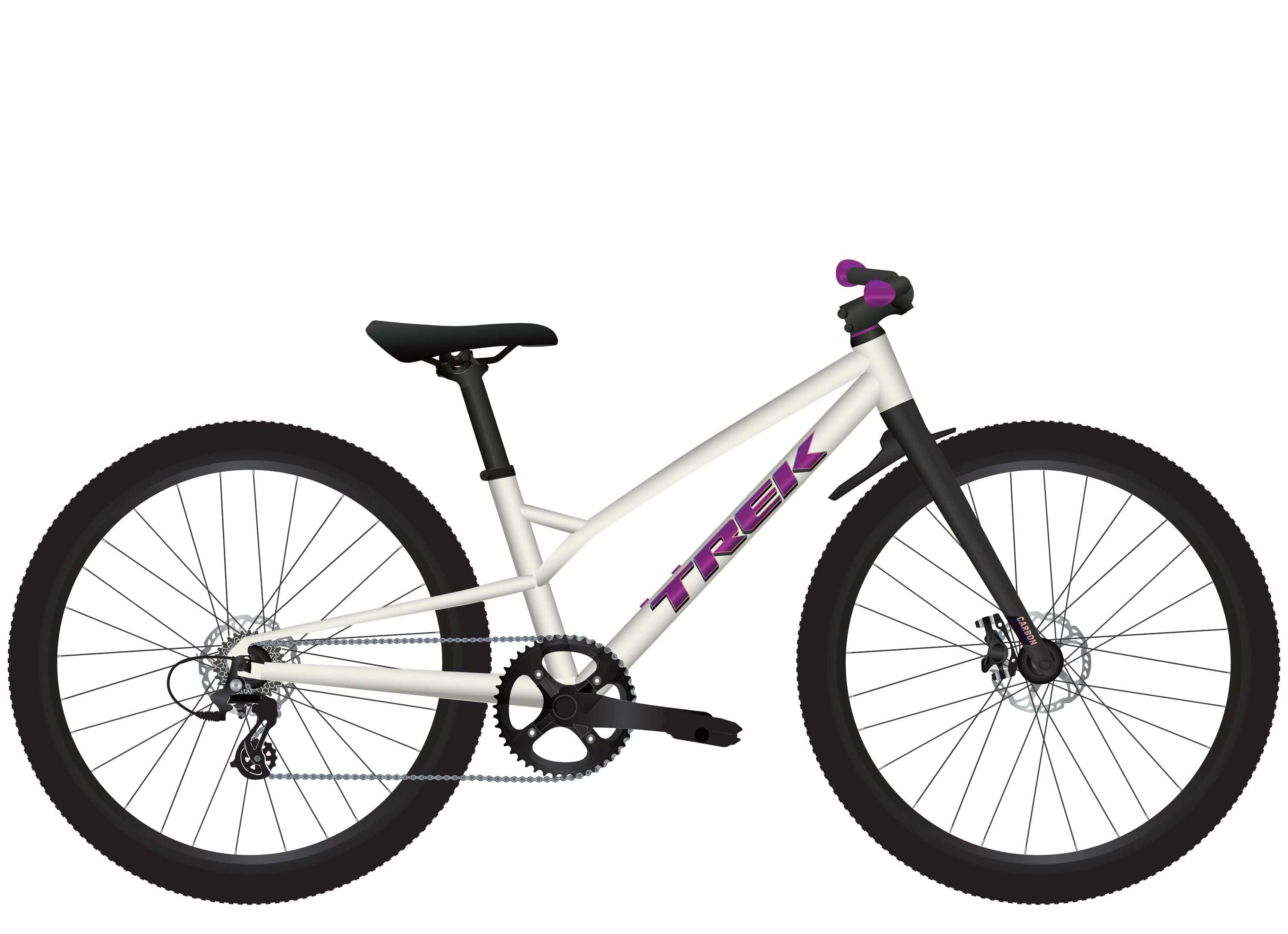 Trek Wahoo 24 Trail Mountain Bike with carbon fork, lightweight frame, and rugged tires for smooth trail riding.