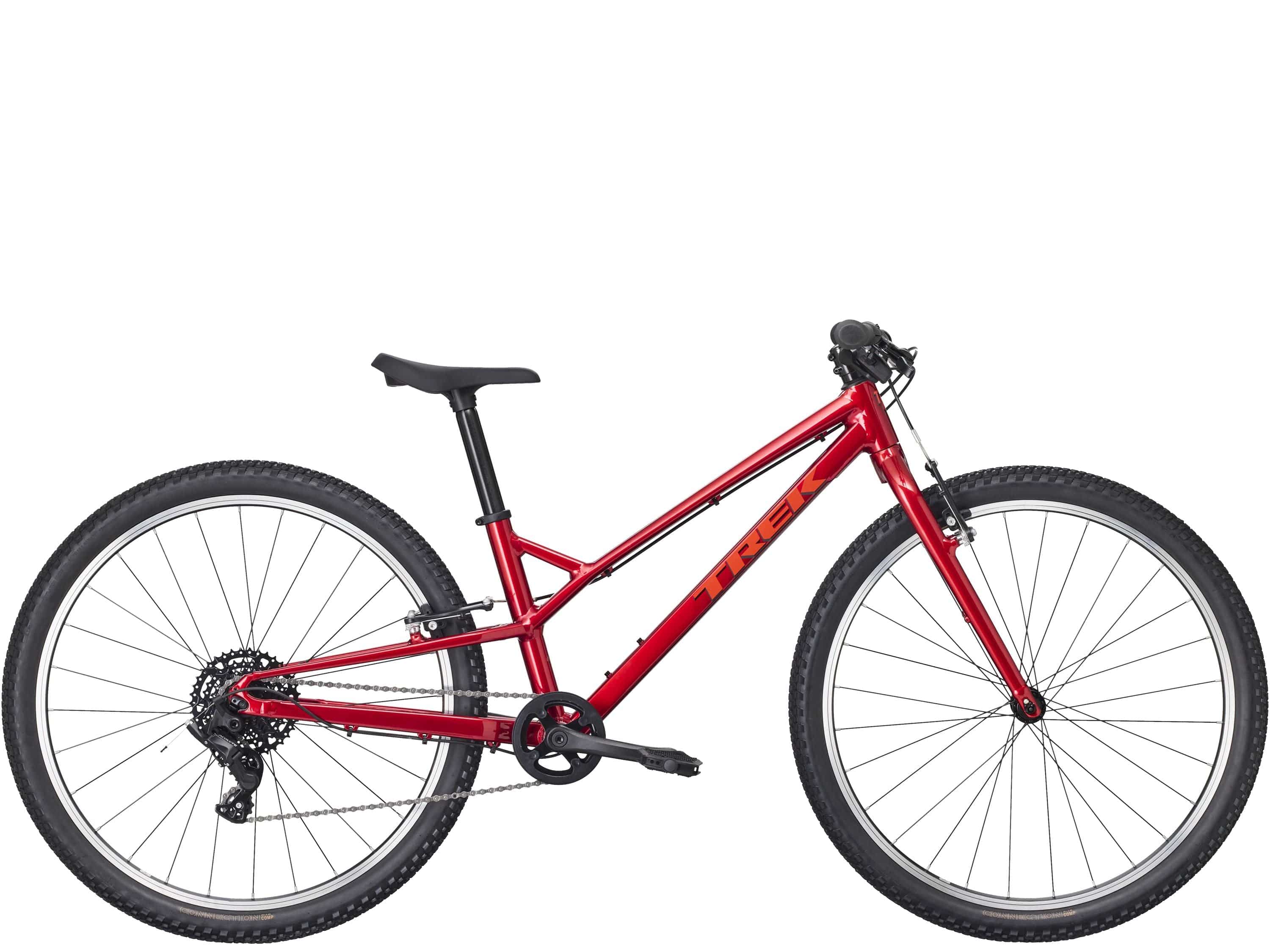 Trek Wahoo 26-inch mountain bike with kid-friendly trigger shifters, suitable for beginner riders, featuring rugged frame and off-road tires.