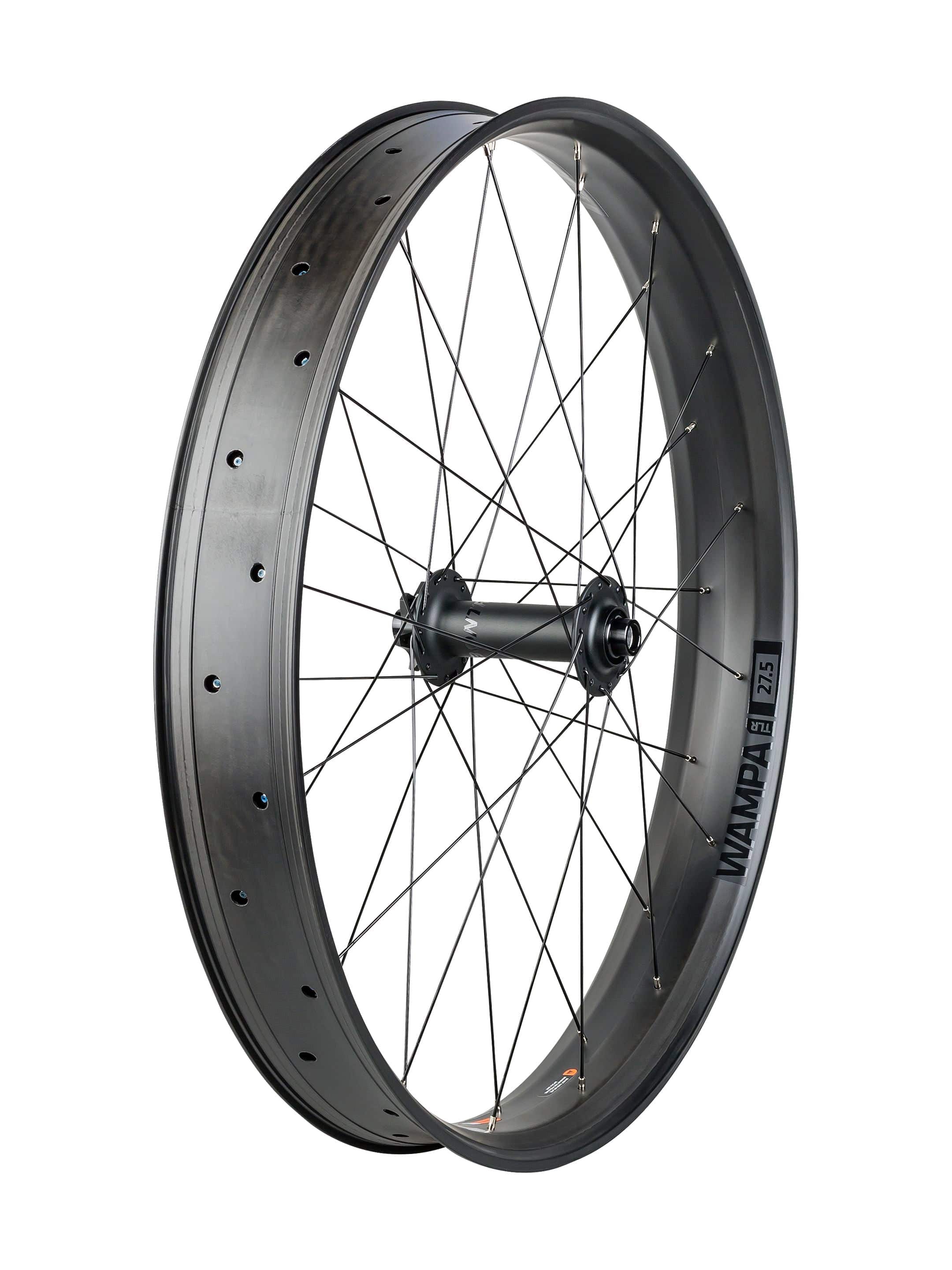 Bontrager Wampa TLR Disc MTB wheel 27.5-inch black tubeless-ready mountain bike component with sleek design.