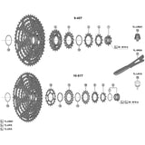 Shimano Spares CS-M9200 lock ring with 9T sprocket for cassette, shown in exploded view of component replacement part.