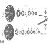 Shimano CS-M9200 1.95mm spacer for cassette alignment, genuine replacement component, shown in exploded view for installation.