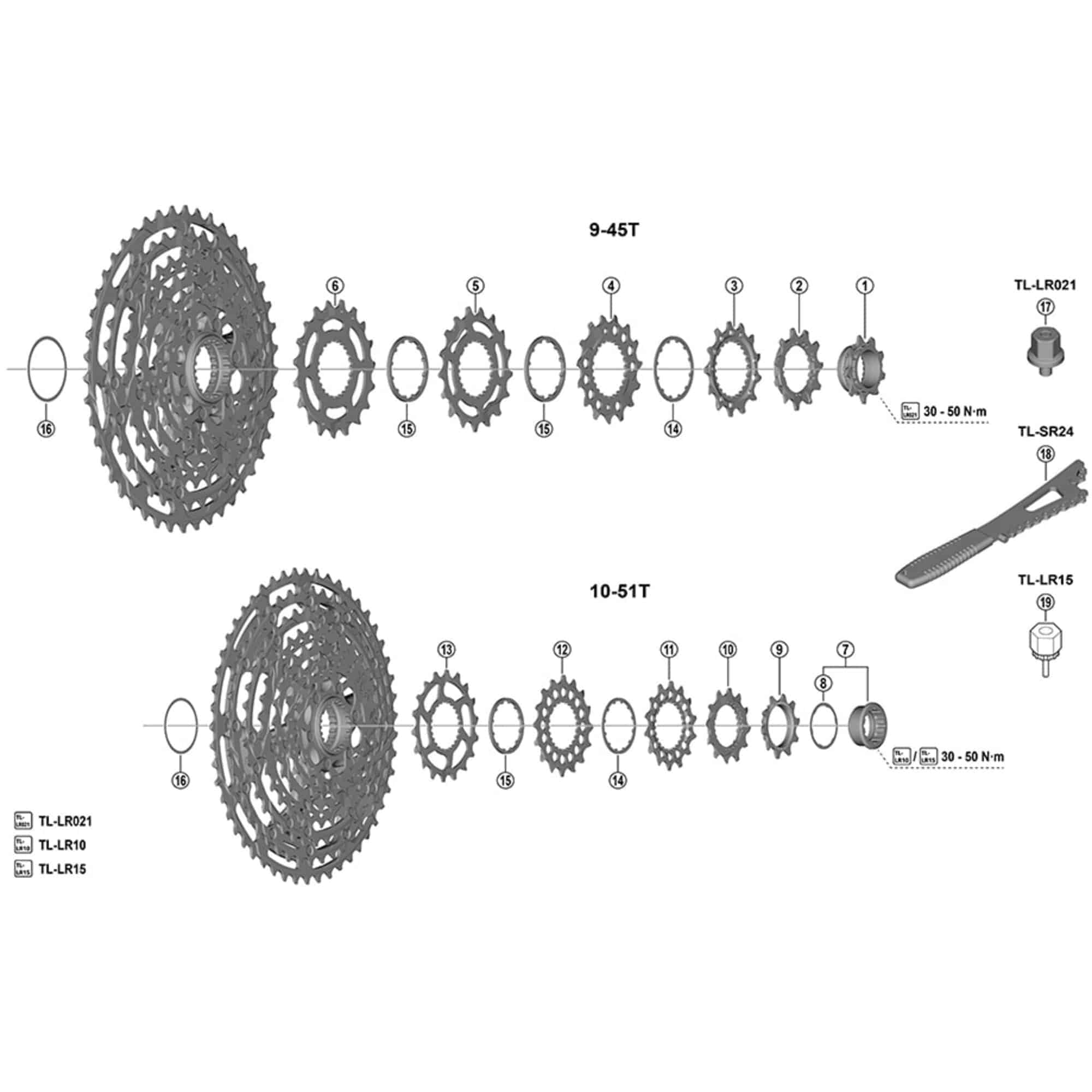 Shimano CS-M8200-12 17T sprocket replacement for 12-speed cassette, with exploded view of component details.