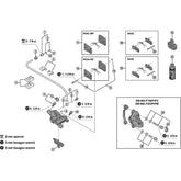 Shimano BR-M9220 bleed spacer for hydraulic brake maintenance, shown in exploded view with components and parts.