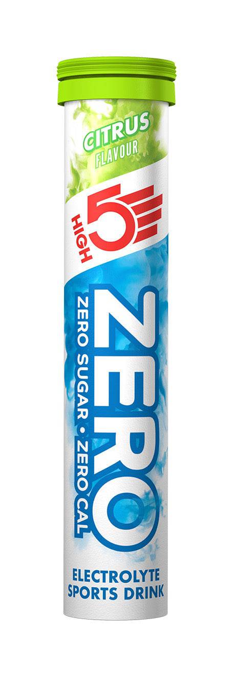 High5 ZERO Hydration Electrolyte Tablets with Vitamin C in citrus flavor, 8 tubes of sugar-free, vitamin-enhanced hydration accessories