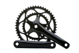 FBI Compact Chainset 46/34T 165mm cranks with 5-bolt 110mm PCD for tapered bottom brackets on a bicycle.