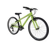 Ridgeback Dimension 24 kids bike with 7-speed Shimano gears, suitable for children 140-150cm tall, showing the bike's frame and wheels.