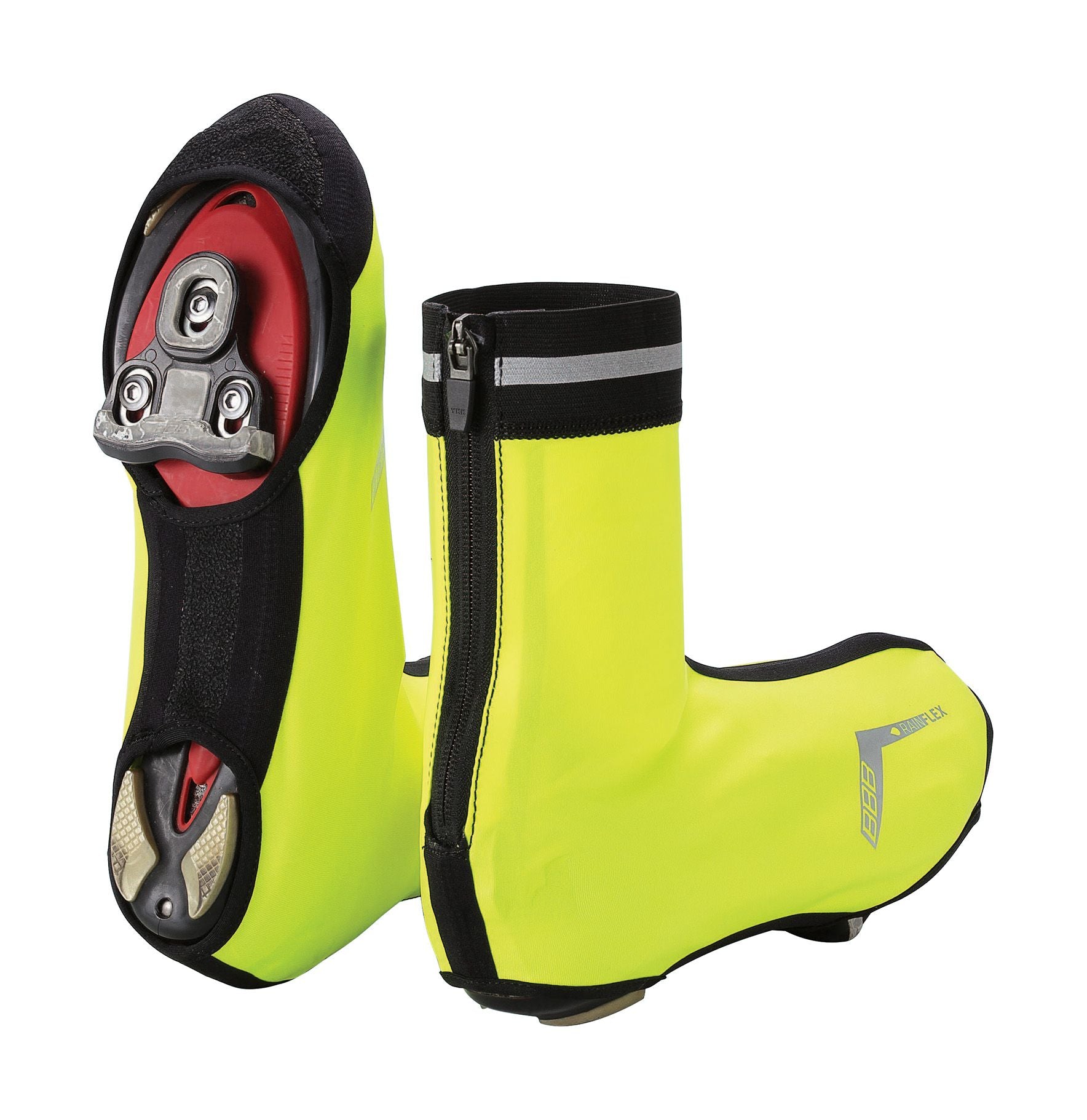 BBB RainFlex overshoes waterproof cycling shoe covers in black, designed to protect shoes from rain and moisture during rides.
