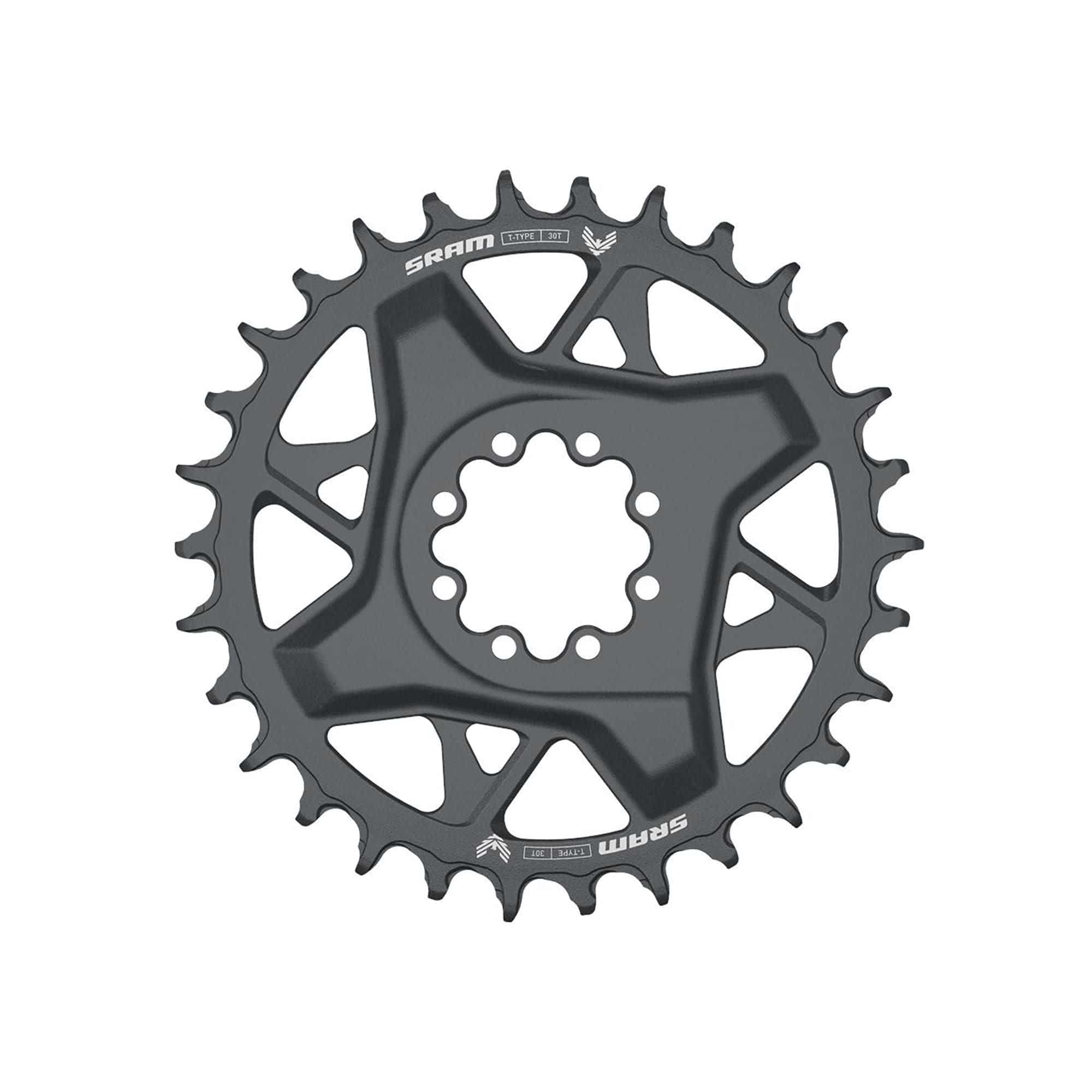 Sram Eagle GX D1 T-Type direct mount chainring in dark polar finish with 3mm offset and 8-bolt design for mountain bikes.