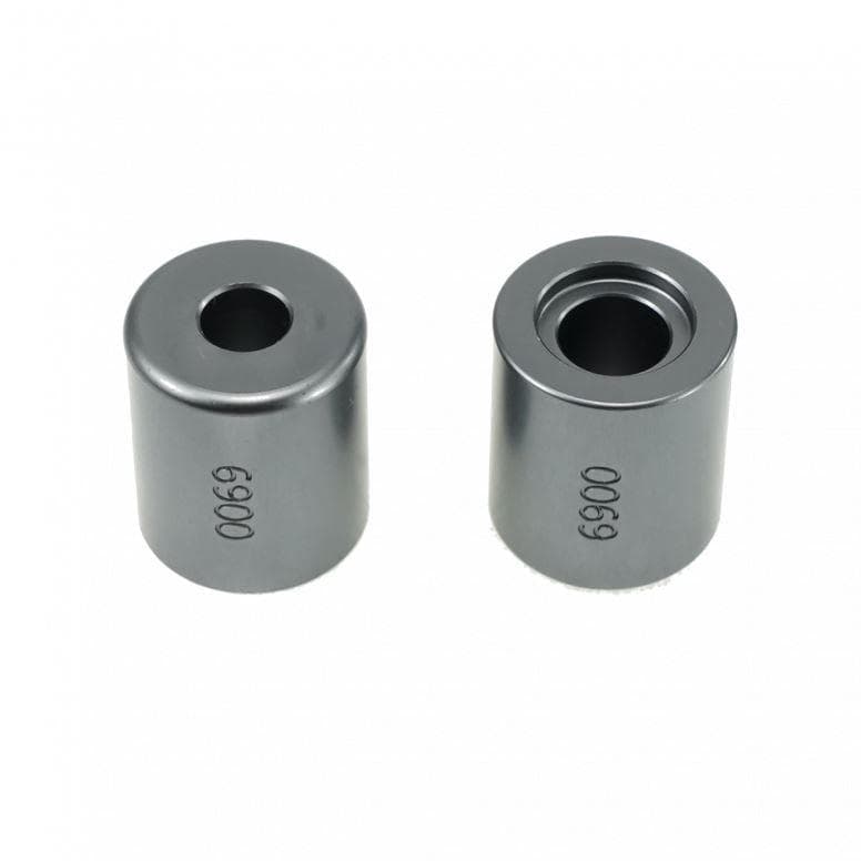 Enduro Bearings 6900 Series outer guide for EB8420 bearing press installation, shown in a workshop setting with tools.
